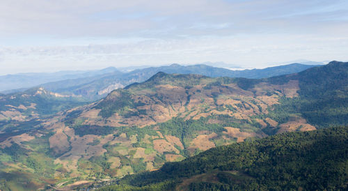 Scenic view of mountains against sky