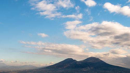 Scenic view of mountains against cloudy sky