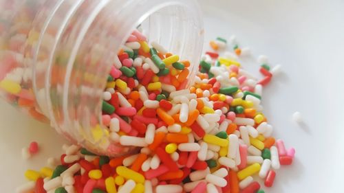 Close-up of colorful sprinkles