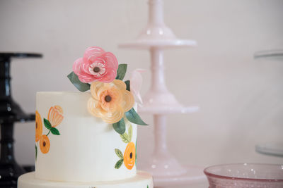 Close-up of cake in plate on table