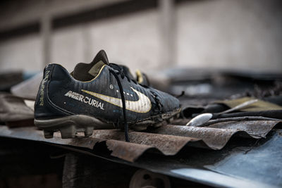 Close-up of abandoned shoes