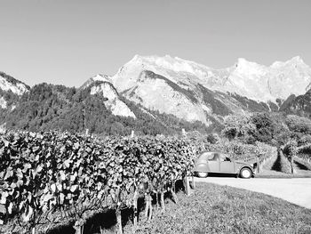 Scenic view of mountains against clear sky