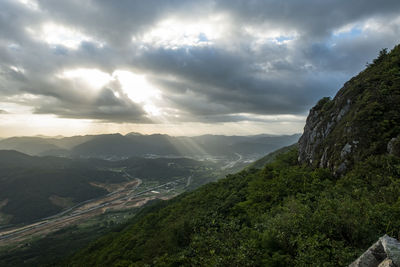 Scenic view of mountains against sky