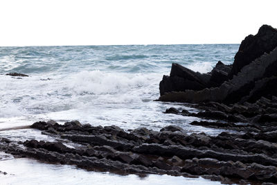 Scenic view of sea against clear sky