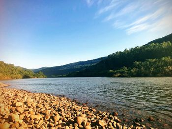 Scenic view of lake against sky