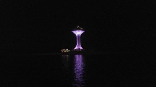 Reflection of illuminated light in water at night