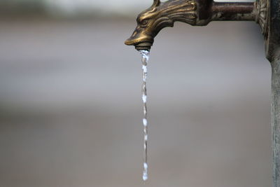 Close-up of water coming through faucet