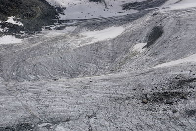 High angle view of snow covered land