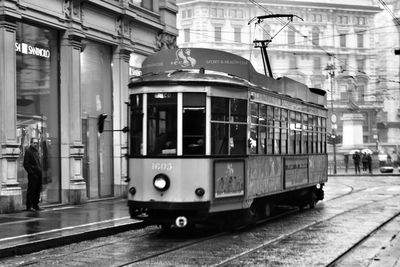 View of train in city