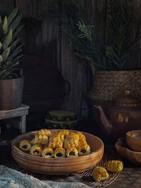 High angle view of food on barbecue grill