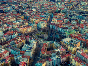 High angle view of buildings in city