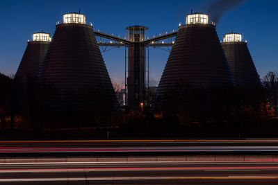 Light trails on road at night