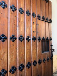 Close-up of closed wooden door