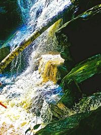 Water flowing through rocks