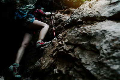 Low angle view of rocks on rock