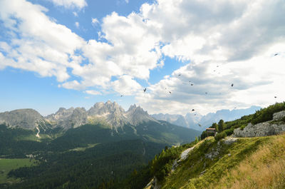 Scenic view of mountains against sky