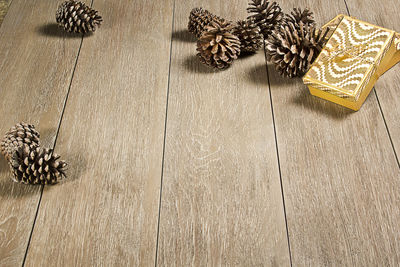 High angle view of christmas decoration on table