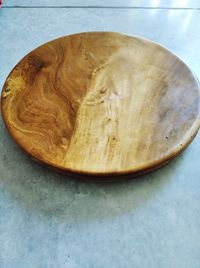 High angle view of bread on cutting board