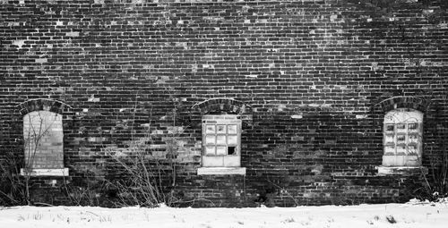 Warehouse brick wall and windows