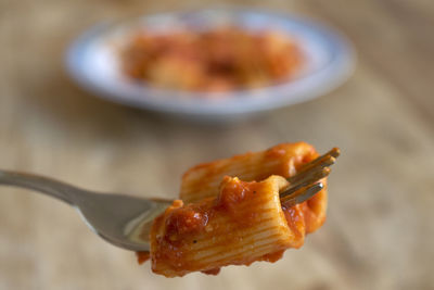 Close-up of food in plate on table