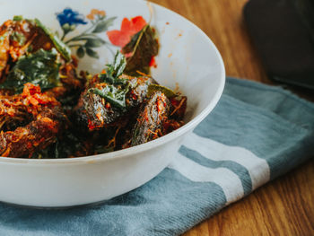 Close-up of food in bowl on table