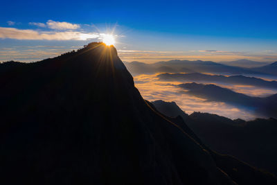 Morning light with beautiful mist that nature gives at phu chi dao,chiang rai province,thailand