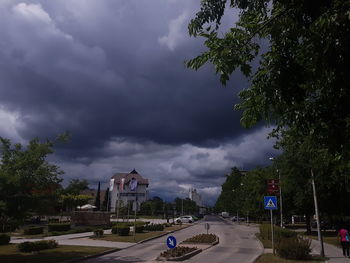 View of buildings against cloudy sky