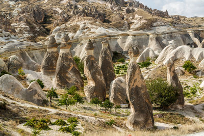 Low angle view of rock formation on land