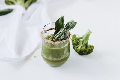 Close-up of drink against white background