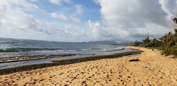 Scenic view of beach against sky