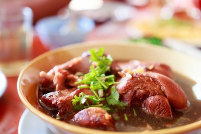 Close-up of meal served in plate