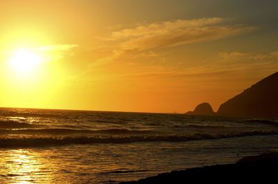 Scenic view of sea at sunset