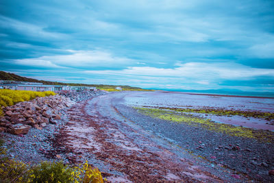 Scenic view of beach against sky