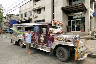 Vehicles on road in city