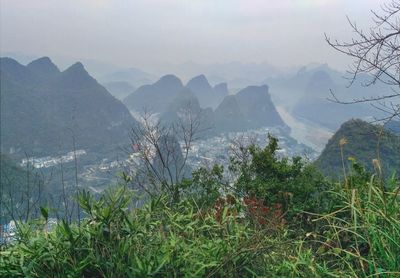 Scenic view of mountains against sky