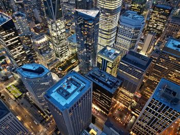 High angle view of buildings in city