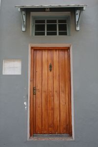 Closed door of building