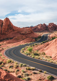 Road through valley of fire state park in nevada