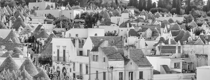 High angle view of buildings in city