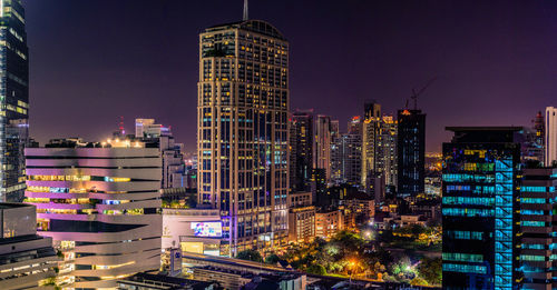 Illuminated city at night