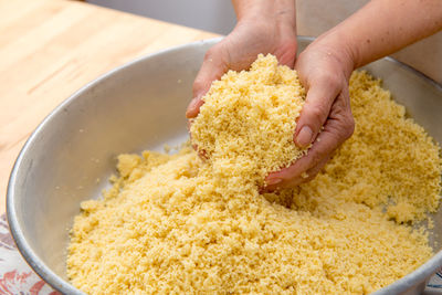 Close-up of person preparing food