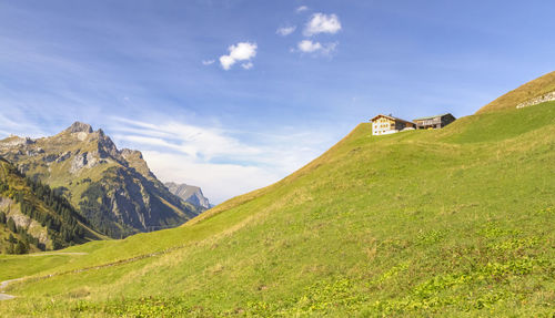Idyllic scenery around schroecken, a municipality in the district of bregenz in austria