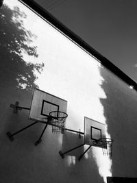 Low angle view of basketball hoops 