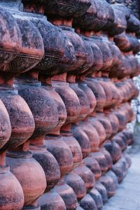 Close-up of stack of logs