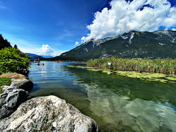 Scenic view of lake against sky