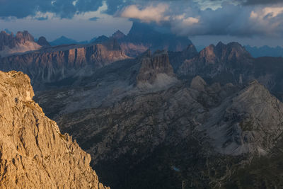 Panoramic view of rocky mountains against sky