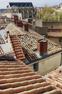 High angle view of buildings in city