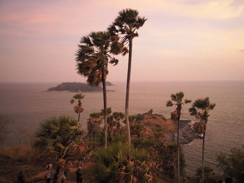 Scenic view of sea against sky at sunset