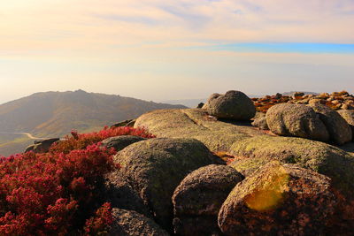 Scenic view of rocks against sky