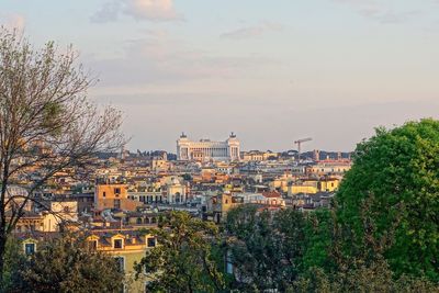High angle shot of townscape against sky